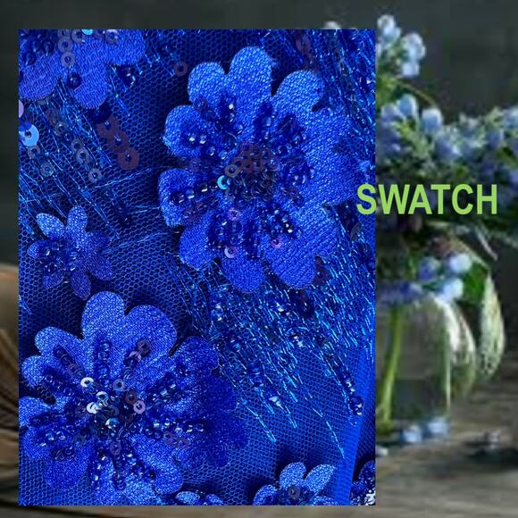 Dress the Population Sequins Electric Blue Adelina Fit & Flare Dress Size Small - Picture 7 of 10